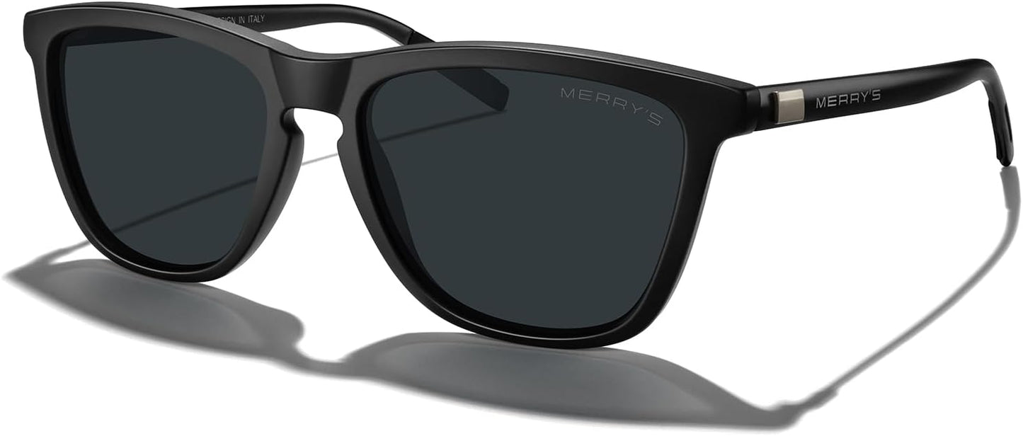 MERRY'S Polarized Sunglasses - Classic Retro Design for Men & Women | Lightweight Aluminum Legs