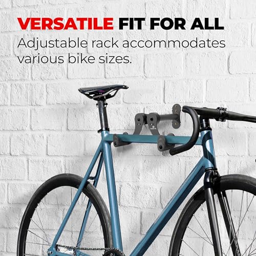 Bike Rack Wall Mount for Garage - Adjustable Horizontal Storage - Black