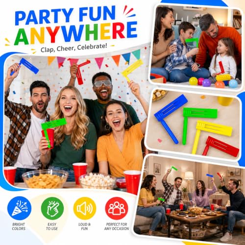 Green Ratchet Noise Makers Set - 4 Party Cheering Rattles