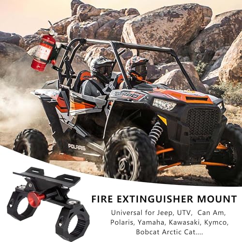 Fire Extinguisher Mount Bracket, Aluminum UTV Quick Release Fire Extinguisher Mount for 1.75''-2'' Roll Bar, Universal for UTV RZR Polaris Ranger Jeep Wrangler, with 4 Clamps