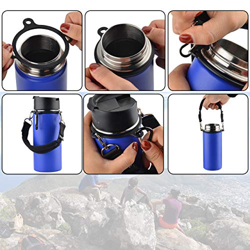 Neoprene Water Bottle Handle Strap with Carabiner - Black