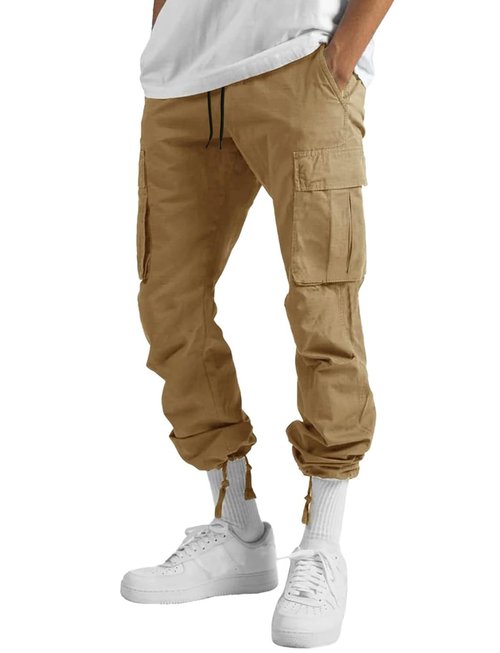 whox Mens Cargo Pants Casual Outdoor Hiking Pants for Men Athletic Joggers Sweatpants Khaki