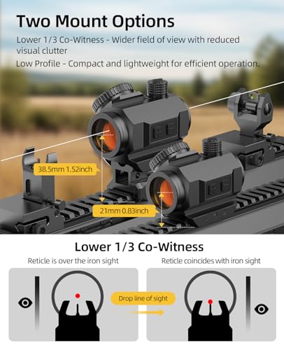 EZshoot with 2 MOA Dot & 40 MOA Circle - Multi-Reticle, Red/Green, 1x20mm, Motion Awake Technology, 20,000 Hours Battery Life (Red Dot Variation)
