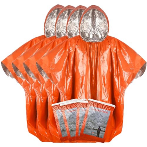 Emergency Thermal Rain Poncho - Reusable Survival Gear for Camping & Hiking