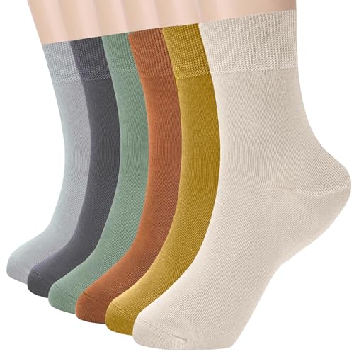 Womens Soft Cotton Crew Socks - Thin Above Ankle, 6 Pack