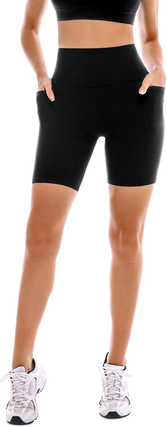 SINOPHANT Biker Shorts - High Waist Yoga & Gym Workout with Pockets | Buttery Soft, 2 Pack