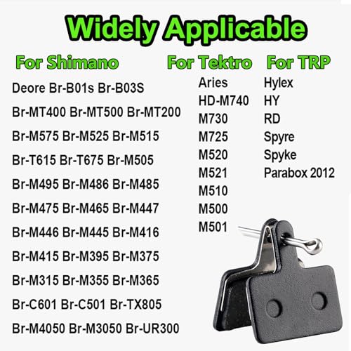 High Performance Bicycle Brake Pads - 4 Pairs Resin Semi-Metallic