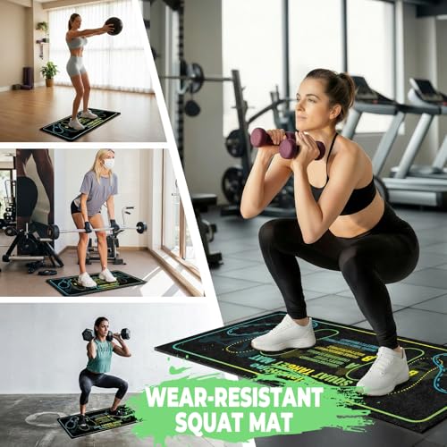 Non-Slip Squat Mat with Foot Position - Black 30'' x 13.8''