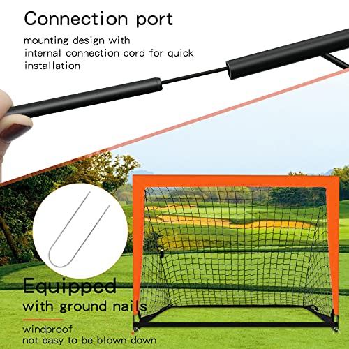 Portable 2 Pack 4' x 3' Kid Soccer Goals for Backyard & Indoor Use