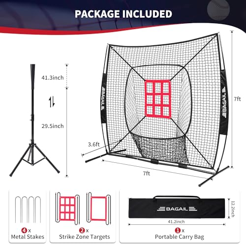 Baseball & Softball Training Net with Batting Tee - Black Strike Zone Version