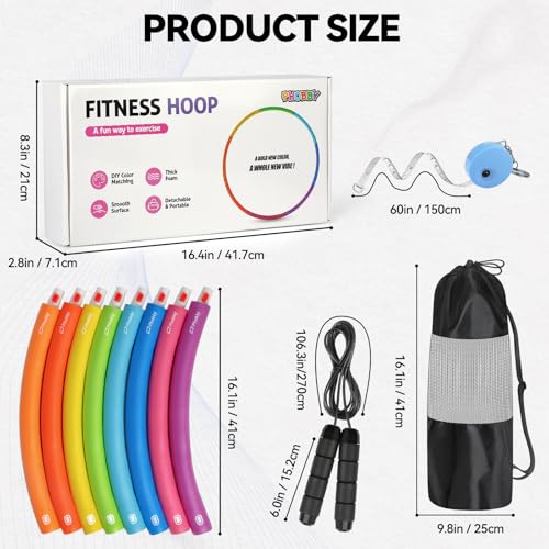 Weighted Exercise Hoop for Adults - 2.2lb Adjustable Fitness Kit