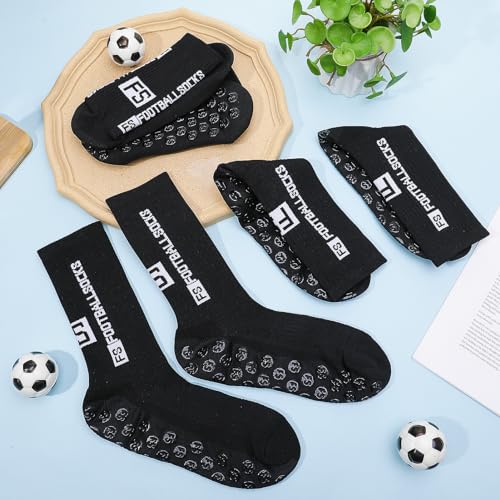 Non-Slip Soccer Socks - One Size - Black - 3 Pairs