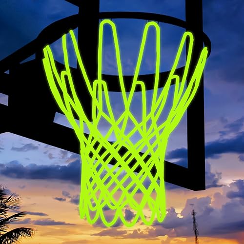 Fluorescent Green Basketball Net - All Weather Anti-Whip Replacement, 12 Loops