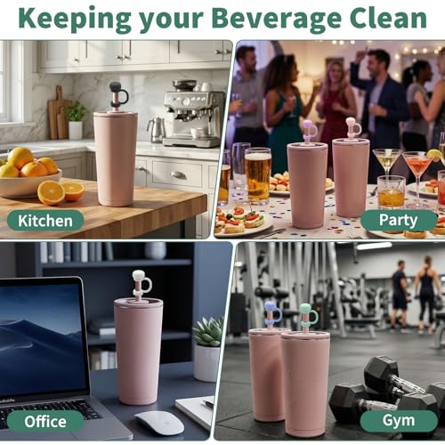 Reusable Silicone Straw Covers for Tumblers - 6 Pack Dust-Proof Caps