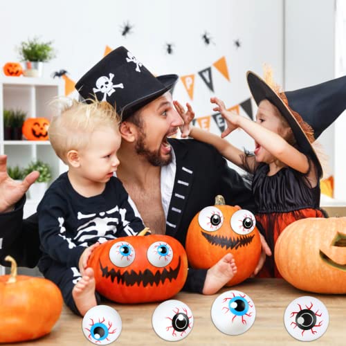 Plastic Eyeball Ping Pong Balls - 12 Pcs Random Color Set with Spider Tattoo