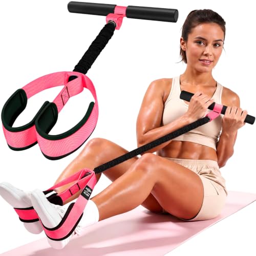 Pedal Resistance Band with Handle - 55LB Pink for Full-Body Workouts