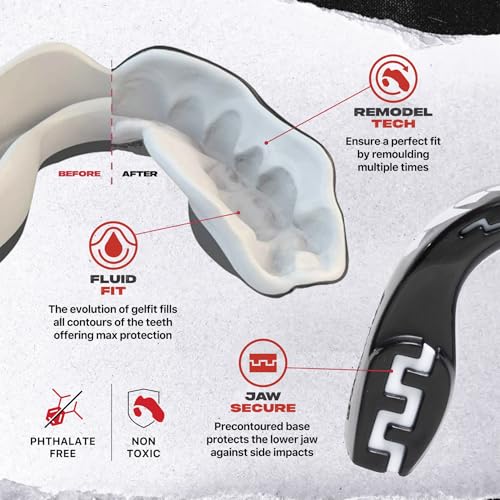 Youth Dual Layer Mouth Guard for Sports - Black Remoldable Shield
