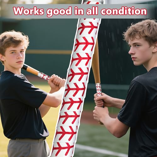 Baseball Bat Grip Wraps - 2 Pack, White with Stitching