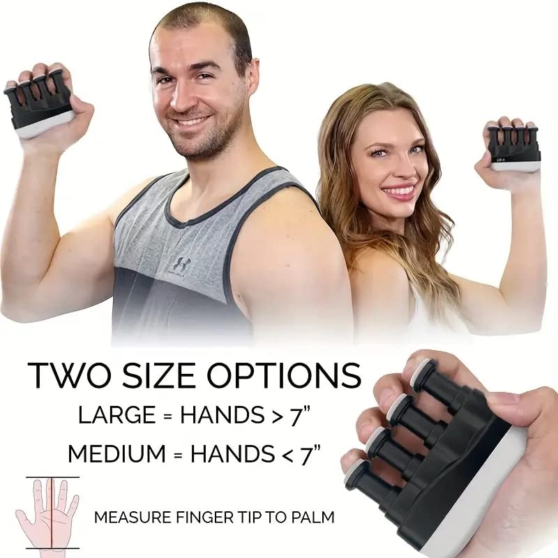 Finger Strengthener Hand Grip Trainer - Black & White - Improve Flexibility & Strength for Musicians
