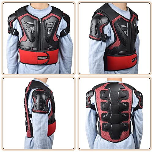 ELCYCO Red Kids Motorcycle Armor Suit with Chest Protector, Elbow & Knee Guards