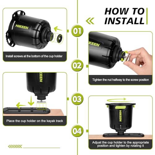 Hikeen 1Pack Multi-Functional Kayak Cup Holder with Rubber Tab & Track Mount