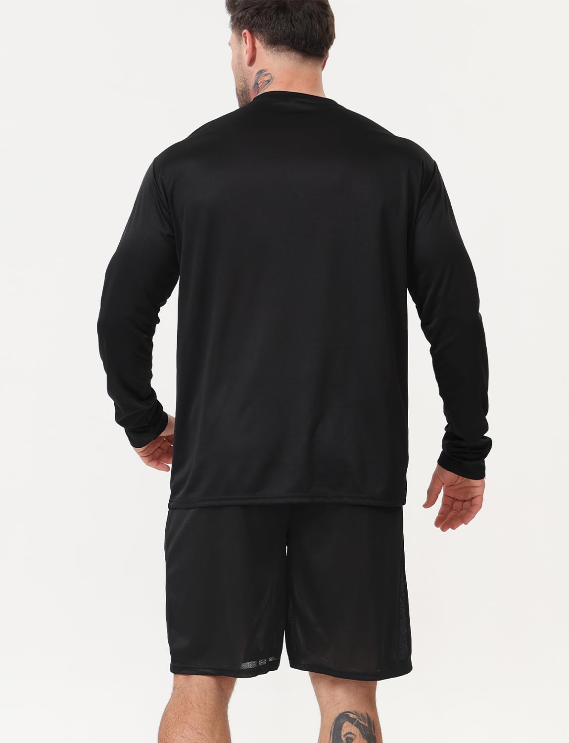 Tmoklfpcd 10 Pack Long Sleeve t Shirt for Men Mens Tee Shirts Workout T Shirt for Running Quick Dry T-Shirts (Black - 10-piece,Large)