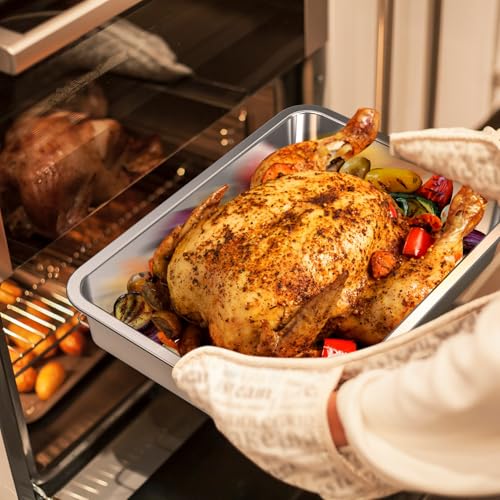 Onlyfire 15.5x11.6x2.7in Stainless Steel Deep Baking Pan – Oven & Stovetop Safe
