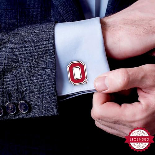 Ohio State O Logo Cuff Links - Sterling Silver Enamel Pair
