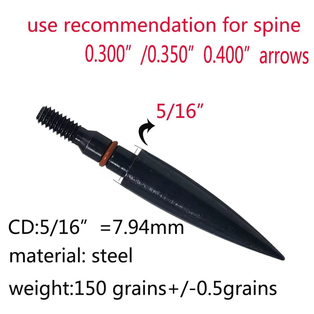 Field Points arrowheads 150 Grains Archery Field Points,5/16" Steel Screw in Archery Field Tips and Broadheads (1 Dozen 12 PCS)