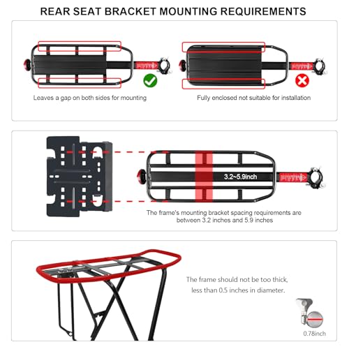 Rear Child Bike Seat - Adjustable Backrest for Ages 1-3