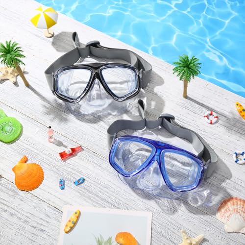 Flutesan Kids Swim Goggles with Nose Cover, 2-Pack, Blue & Black, Waterproof Diving Mask with Earplugs