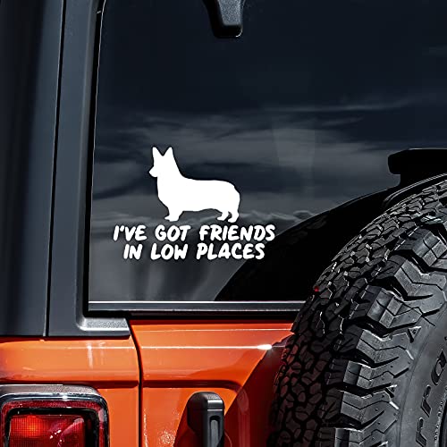 Corgi Decal Vinyl Sticker - Friends in Low Places - 5.5" x 3"
