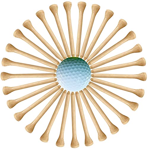 Professional Wooden Golf Tees - 2 3/4 Inch, Pack of 100, Natural