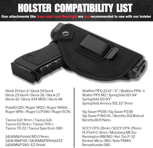 IWB/OWB Pistol Holster for Men & Women - Classic Black