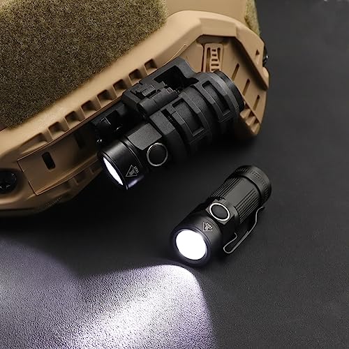 Tactical Helmet ARC Rail Light LED Mini Military Helmet Flashlight with Strobe/Strong/Low Lamp 500 Lumens, Pocket Pen Flashlight with 20mm Picatinny Rail Mount (Black)