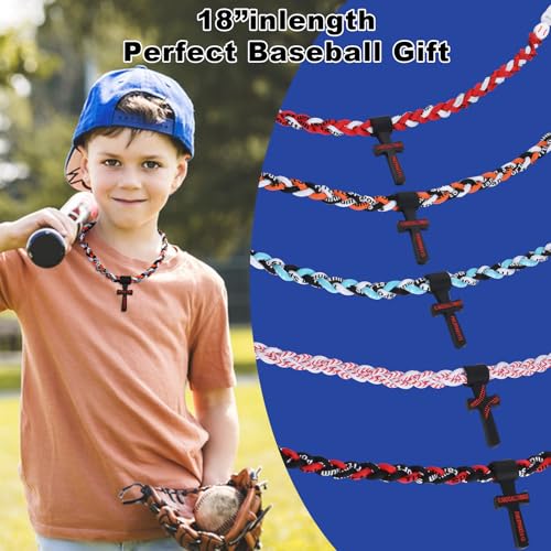 Baseball Necklace for Boys - Three-Braid Rope Tornado - Black & White Grey
