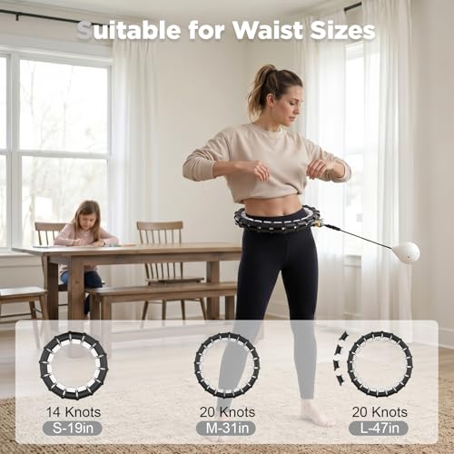 Quiet Detachable Knots Fitness Hula Hoop - Black