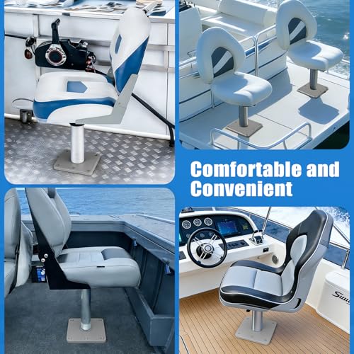 Silver Boat Seat Mounting Base - 7x7 Inch Aluminum Pedestal with 3/4" Lock'N-Pin for Heavy Duty Marine Seat Installation - 2 Pack