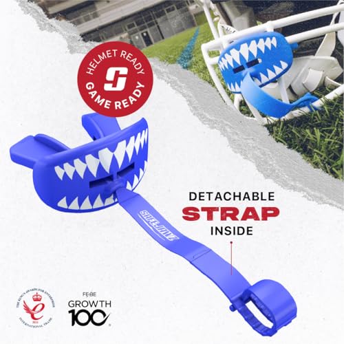 SAFEJAWZ Shark Lip Guard Mouth Guard with Detachable Strap – Football