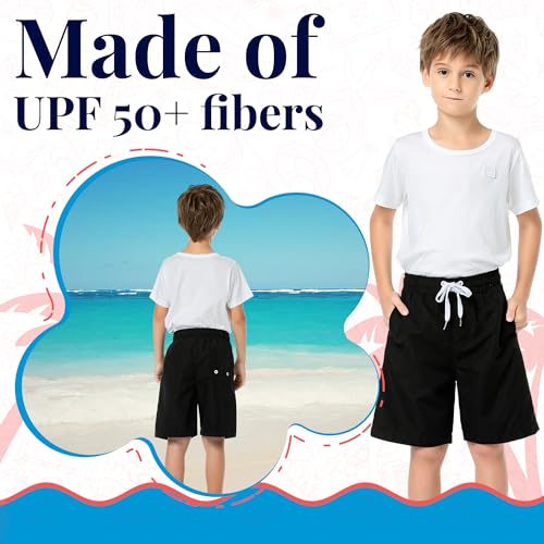 SIX ISLANDS Boys Swim Trunks 14-16 Years Quick-Dry Black Sunny Shoreline