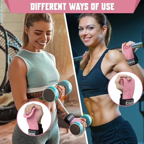 Weightlifting Wrist Straps with Enhanced Grip - Pink