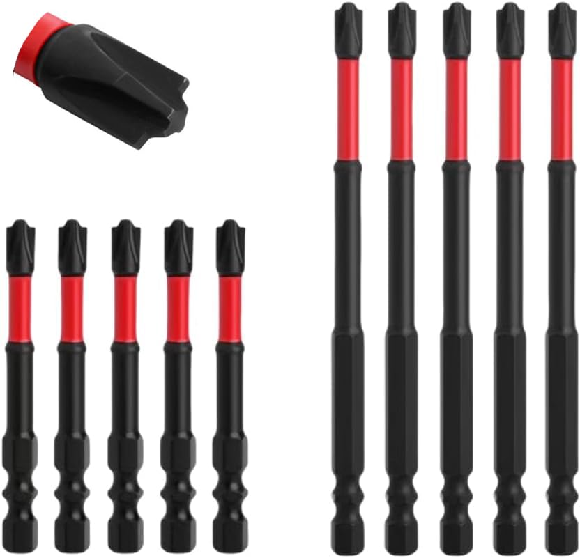 FPH2 Impact Screwdriver Bit Set - 65mm & 110mm Slotted Heads 1/4 Inch Hex Shank, Cross Slot Screw Driver Drill Bits Used Electricians ，CNC Machined Tips with Magnetism,(10pcs)