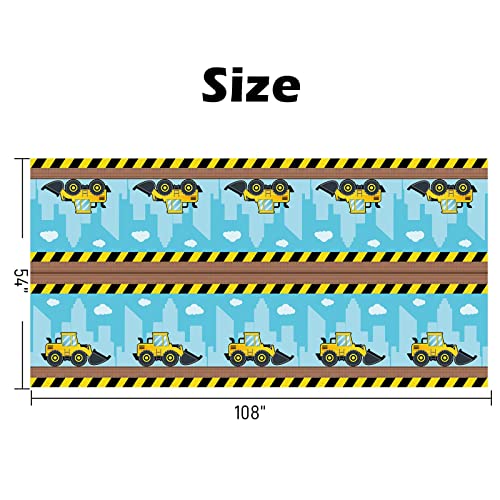 Construction Theme Tablecloth - 108" x 54" Dump Truck Party Cover - 1 Pack