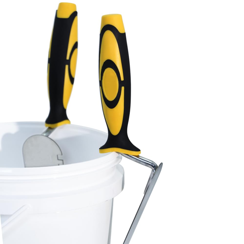 Concrete Tile Tools Set Stainless Steel Flat Plus Square-Notched Margin Trowel (Notch Size: 1/4", Overall Size 6" x 2") Stucco Cement Finishing Drywall Plastering Kit Masonry Construction Hand Tool