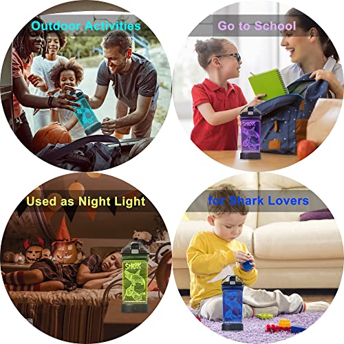 YuanDian 14oz BPA-Free Water Bottle with 3D Shark Design & Night Light for Kids