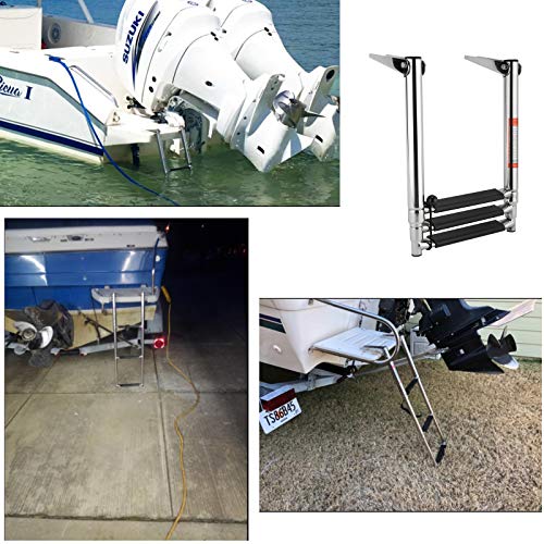 Stainless Steel Telescoping Boat Ladder with 3 Steps - Marine Grade Swimmer Access