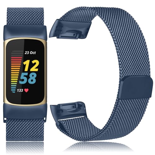 Stainless Steel Mesh Loop Band for Fitbit Charge 6 - Blue