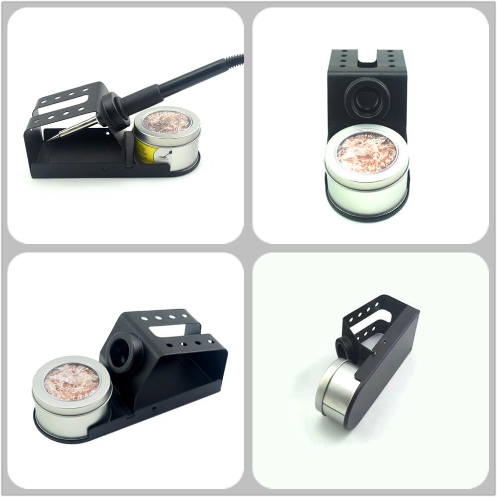 XHGAYL Soldering Iron Holder,Soldering Iron Stand Holders Support with Brass Wool Soldering Iron Tip Cleaner and Solder Tip Slots,No Water Needed, Black