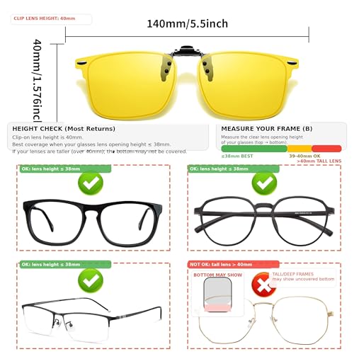 Polarized Clip-On Sunglasses with UV Protection - Yellow