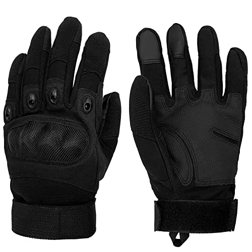 Sutekus Medium Black Hard Knuckle Tactical Gloves with Touchscreen Fingers for Hunting & Outdoor Activities